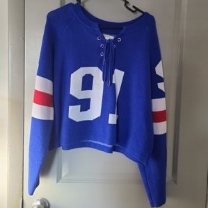 Blue knitted sweater